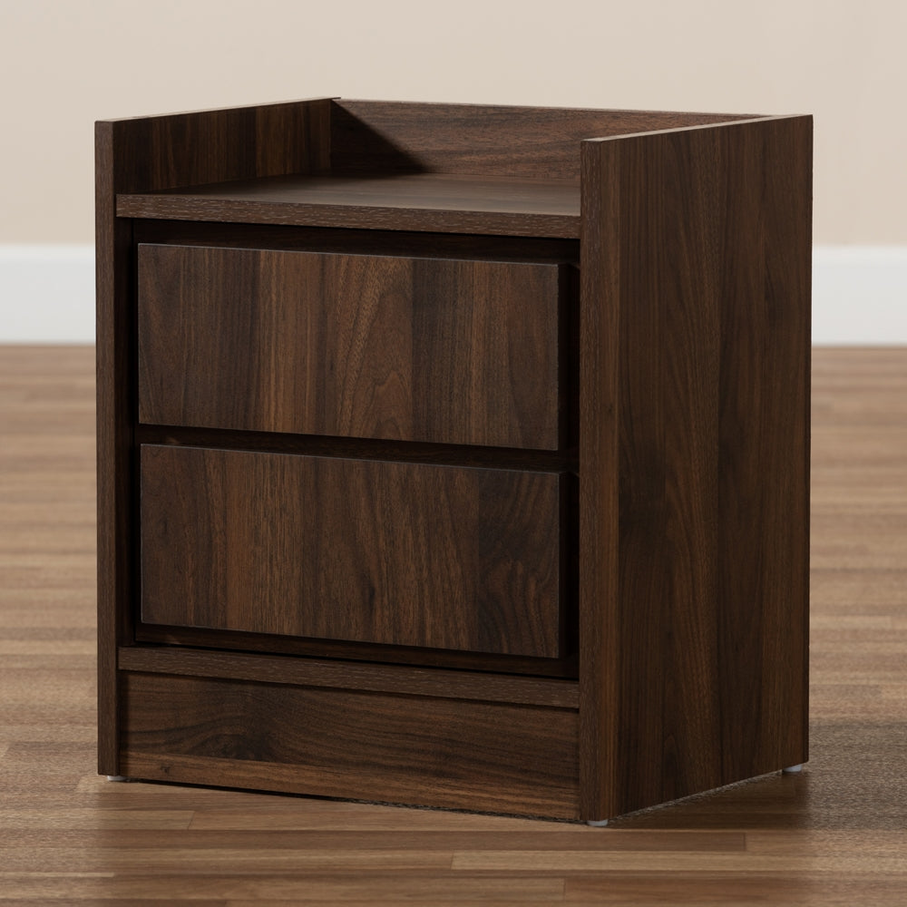 Baxton Studio Hale Modern And Contemporary Walnut Brown Finished Wood 1-Door Nightstand