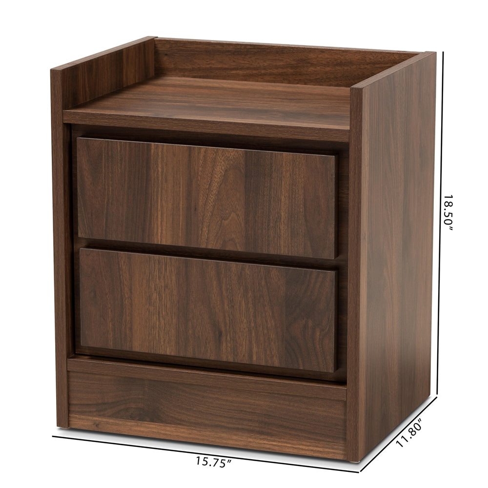 Baxton Studio Hale Modern And Contemporary Walnut Brown Finished Wood 1-Door Nightstand