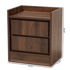 Baxton Studio Hale Modern And Contemporary Walnut Brown Finished Wood 1-Door Nightstand