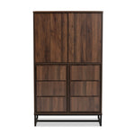 Load image into Gallery viewer, Baxton Studio Neil Modern And Contemporary Walnut Brown Finished Wood And Black Finished Metal Multipurpose Storage Cabinet
