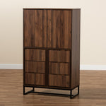 Load image into Gallery viewer, Baxton Studio Neil Modern And Contemporary Walnut Brown Finished Wood And Black Finished Metal Multipurpose Storage Cabinet
