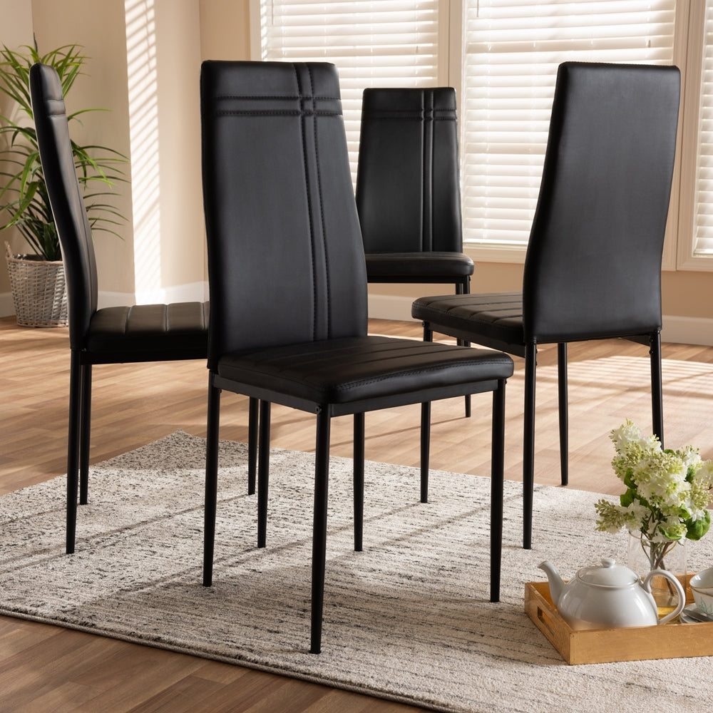 Baxton Studio Matiese Modern And Contemporary Black Faux Leather Upholstered Dining Chair (Set Of 4)