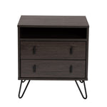 Load image into Gallery viewer, Baxton Studio Glover Modern And Contemporary Dark Brown Finished Wood And Black Metal 2-Drawer Nightstand
