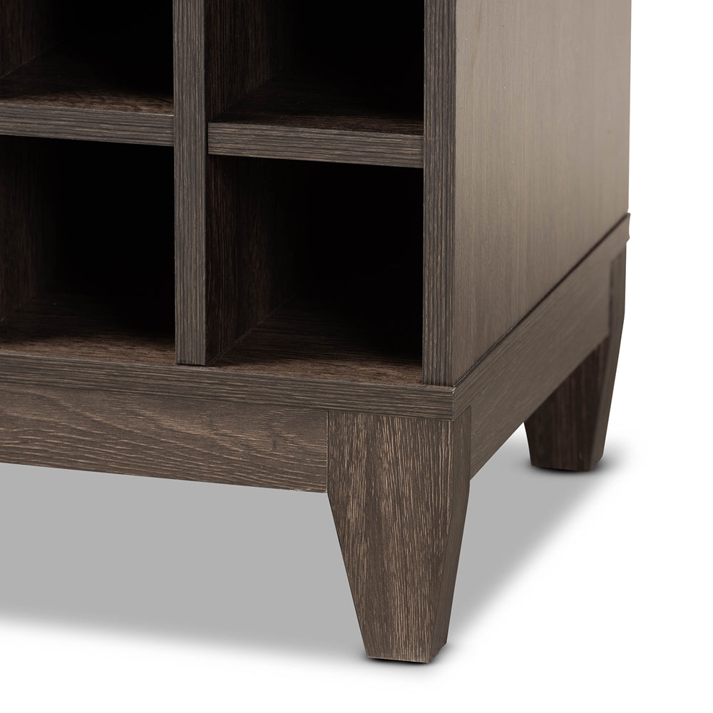 Baxton Studio Trenton Modern And Contemporary Dark Brown Finished Wood 1-Drawer Wine Storage Cabinet