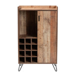 Load image into Gallery viewer, Baxton Studio Mathis Modern And Contemporary Rustic Brown Finished Wood And Black Metal Wine Storage Cabinet
