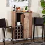 Load image into Gallery viewer, Baxton Studio Mathis Modern And Contemporary Rustic Brown Finished Wood And Black Metal Wine Storage Cabinet
