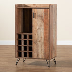 Load image into Gallery viewer, Baxton Studio Mathis Modern And Contemporary Rustic Brown Finished Wood And Black Metal Wine Storage Cabinet
