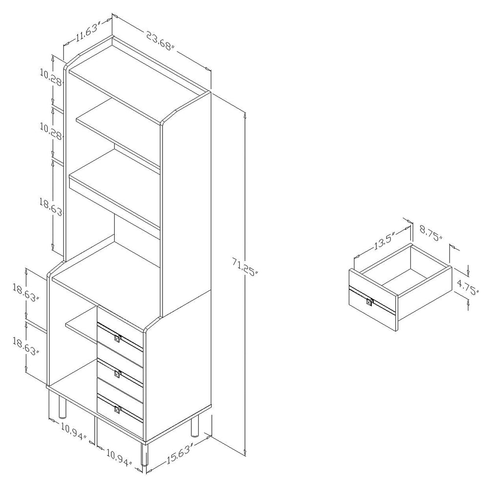 Baxton Studio Patterson Modern And Contemporary Oak Brown Finished 3-Drawer Kitchen Storage Cabinet