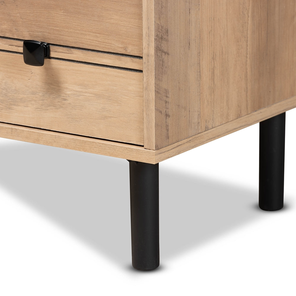 Baxton Studio Patterson Modern And Contemporary Oak Brown Finished 3-Drawer Kitchen Storage Cabinet