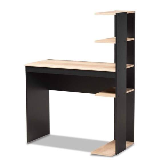 Baxton Studio Callahan Modern and Contemporary Two-Tone Finished Wood Desk with Shelves