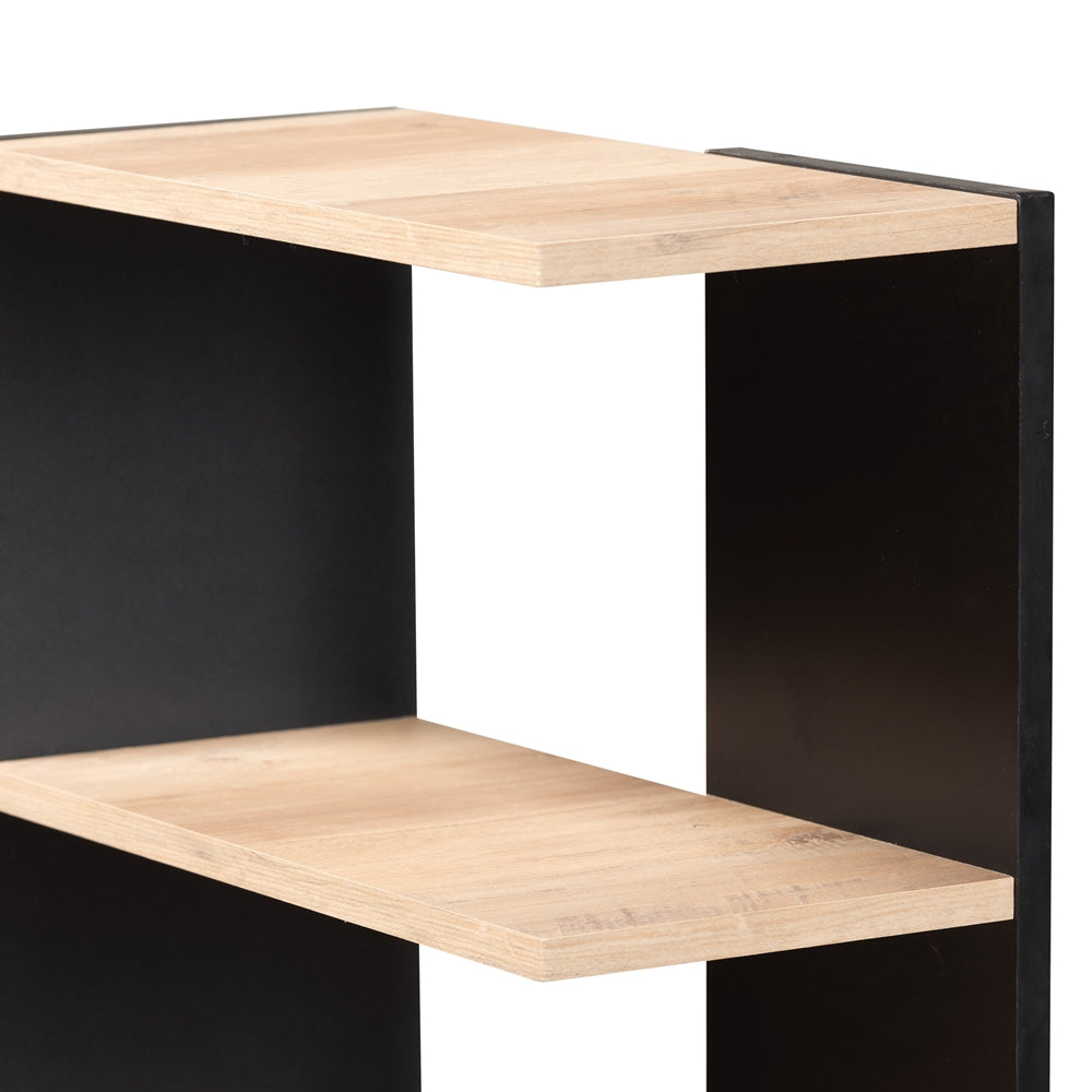 Baxton Studio Callahan Modern And Contemporary Two-Tone Dark Grey And Oak Finished Wood Desk With Shelves