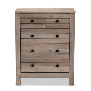 Baxton Studio Derek Modern And Contemporary Transitional Rustic Oak Finished Wood 5-Drawer Chest