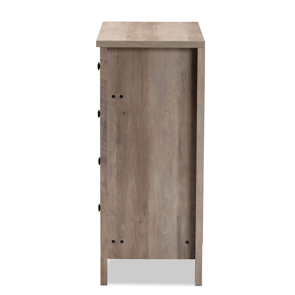 Baxton Studio Derek Modern And Contemporary Transitional Rustic Oak Finished Wood 5-Drawer Chest