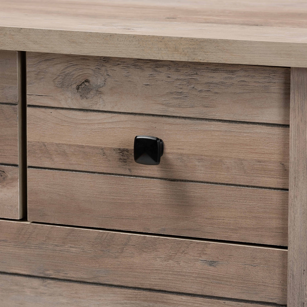 Baxton Studio Derek Modern And Contemporary Transitional Rustic Oak Finished Wood 5-Drawer Chest