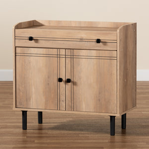 Baxton Studio Patterson Modern And Contemporary Oak Brown Finished Wood 2-Door Kitchen Storage Cabinet