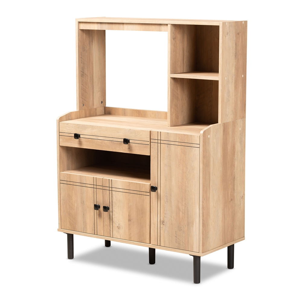 Baxton Studio Patterson Modern And Contemporary Modern Oak Brown Finished Wood 3-Door Kitchen Storage Cabinet