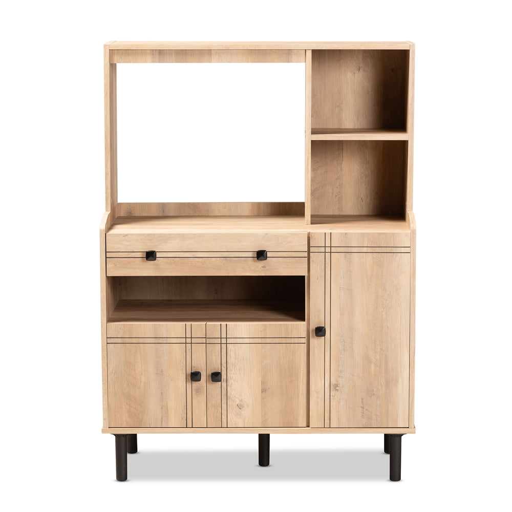 Baxton Studio Patterson Modern And Contemporary Modern Oak Brown Finished Wood 3-Door Kitchen Storage Cabinet