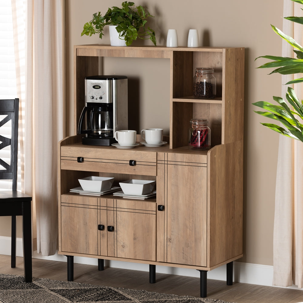 BAXTON STUDIO PATTERSON MODERN AND CONTEMPORARY MODERN OAK BROWN FINISHED WOOD 3-DOOR KITCHEN STORAGE CABINET