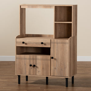 Baxton Studio Patterson Modern And Contemporary Modern Oak Brown Finished Wood 3-Door Kitchen Storage Cabinet