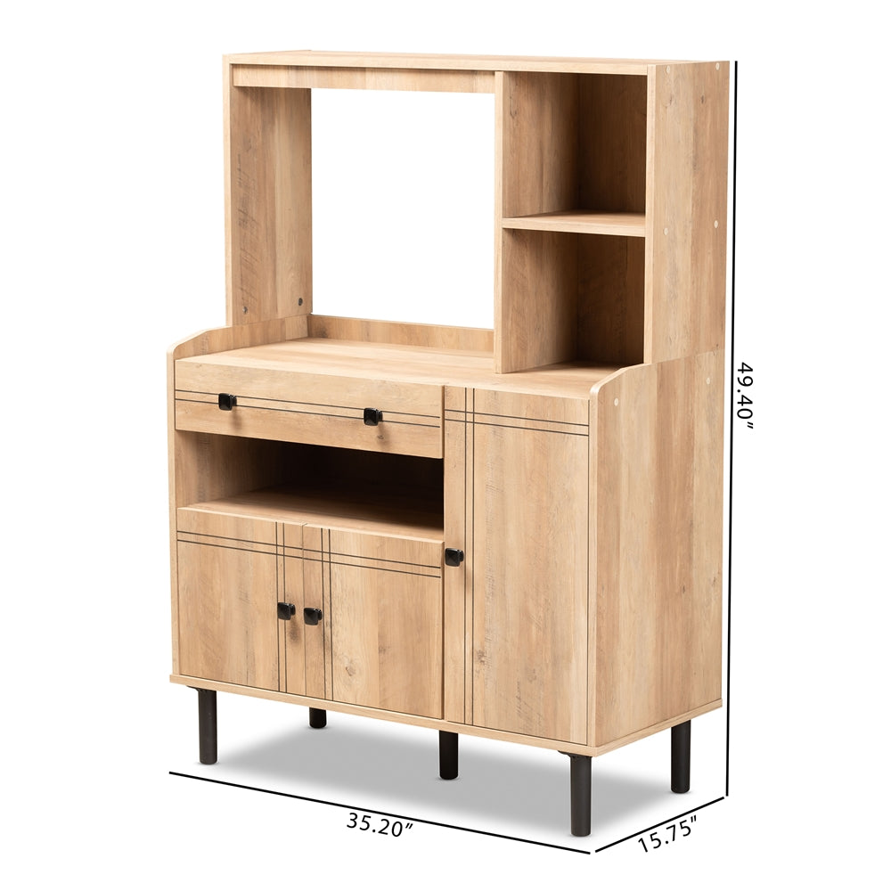 Baxton Studio Patterson Modern And Contemporary Modern Oak Brown Finished Wood 3-Door Kitchen Storage Cabinet