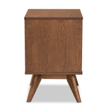 Load image into Gallery viewer, Baxton Studio Barrett Mid-Century Modern Walnut Brown Finished Wood And Synthetic Rattan 2-Drawer Nightstand
