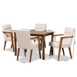 Load image into Gallery viewer, Baxton Studio Glenda Mid-Century Modern Beige Fabric Upholstered And Walnut Brown Finished Wood 5-Piece Dining Set
