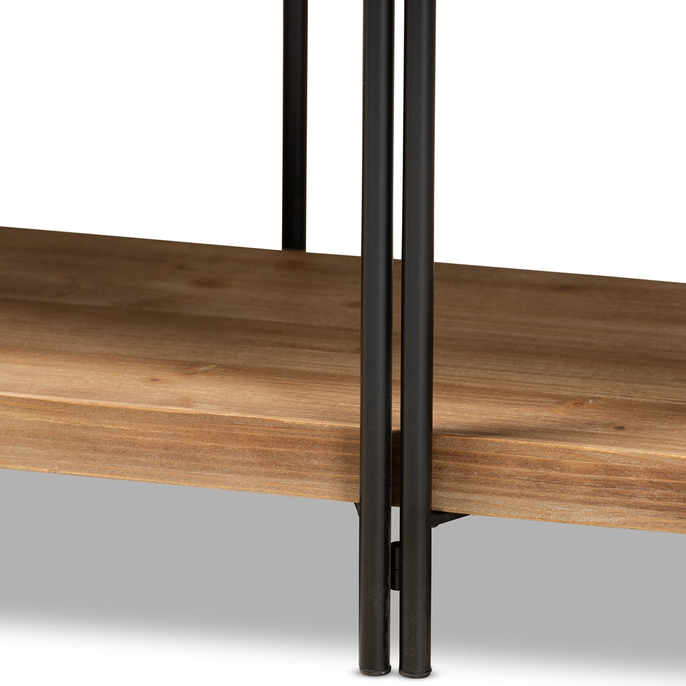 BAXTON STUDIO TARAH MODERN RUSTIC AND INDUSTRIAL NATURAL BROWN FINISHED WOOD AND BLACK FINISHED METAL CONSOLE TABLE