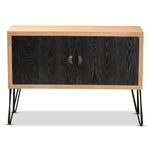 Load image into Gallery viewer, Baxton Studio Denali Modern And Contemporary Two-Tone Walnut Brown And Black Finished Wood And Metal Storage Cabinet
