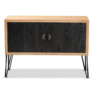 Baxton Studio Denali Modern And Contemporary Two-Tone Walnut Brown And Black Finished Wood And Metal Storage Cabinet