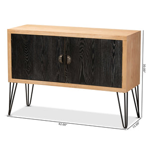 Baxton Studio Denali Modern And Contemporary Two-Tone Walnut Brown And Black Finished Wood And Metal Storage Cabinet