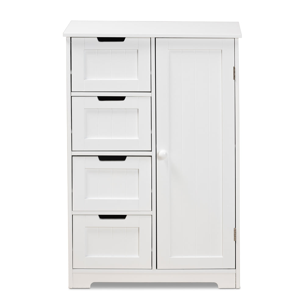 Baxton Studio Bauer Modern And Contemporary White Finished Wood 4-Drawer Bathroom Storage Cabinet