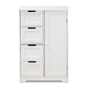 Baxton Studio Bauer Modern And Contemporary White Finished Wood 4-Drawer Bathroom Storage Cabinet