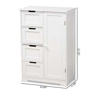 Baxton Studio Bauer Modern And Contemporary White Finished Wood 4-Drawer Bathroom Storage Cabinet