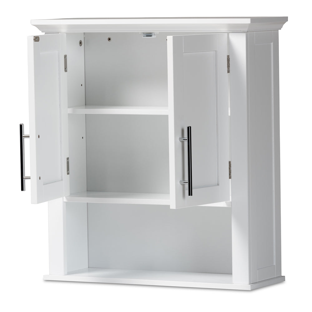 Baxton Studio Turner Modern And Contemporary White Finished Wood 2-Door Bathroom Wall Storage Cabinet