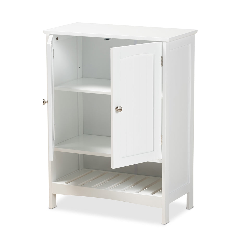 Baxton Studio Jaela Modern And Contemporary White Finished Wood 2-Door Bathroom Storage Cabinet