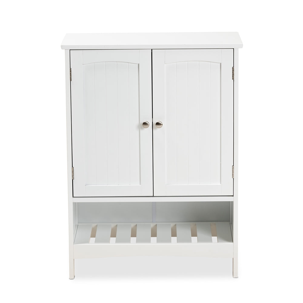 Baxton Studio Jaela Modern And Contemporary White Finished Wood 2-Door Bathroom Storage Cabinet