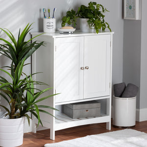 BAXTON STUDIO JAELA MODERN AND CONTEMPORARY WHITE FINISHED WOOD 2-DOOR BATHROOM STORAGE CABINET