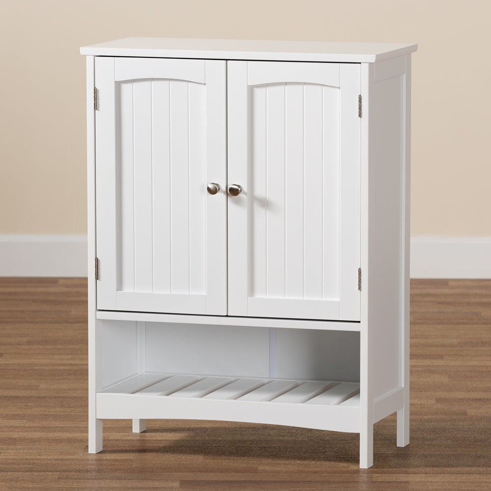 Baxton Studio Jaela Modern And Contemporary White Finished Wood 2-Door Bathroom Storage Cabinet