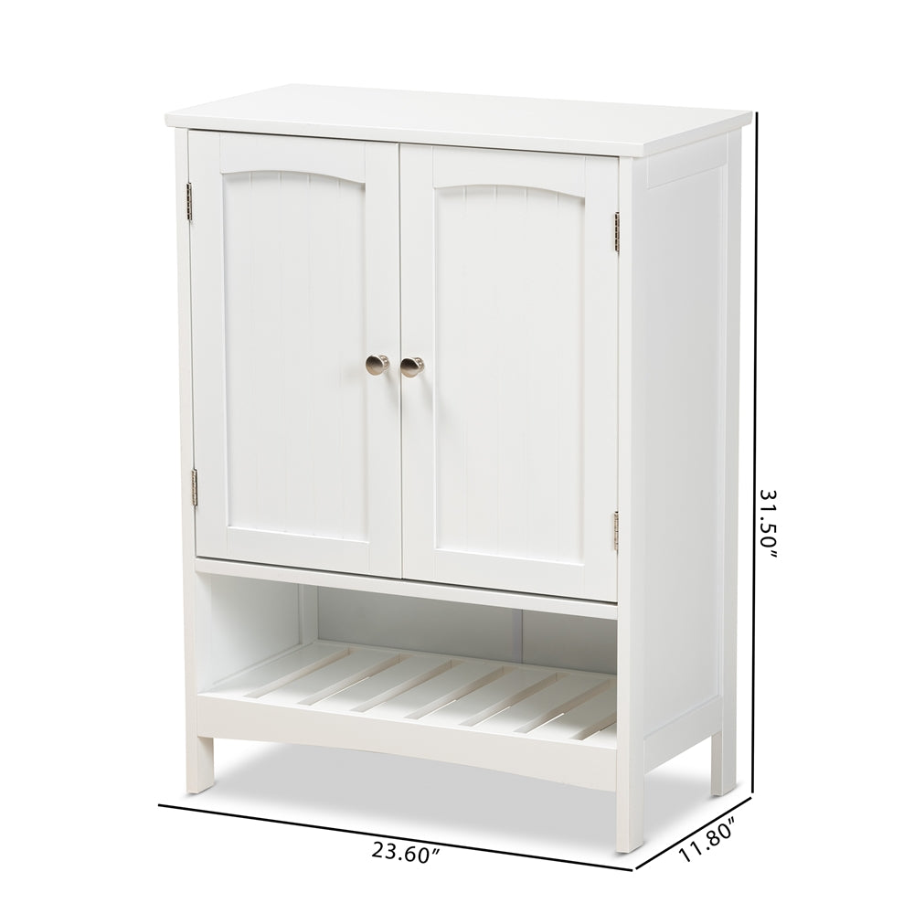 Baxton Studio Jaela Modern And Contemporary White Finished Wood 2-Door Bathroom Storage Cabinet