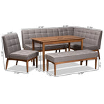 Load image into Gallery viewer, Baxton Studio Sanford Mid-Century Modern Grey Fabric Upholstered And Walnut Brown Finished Wood 5-Piece Dining Nook Set
