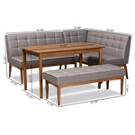 Load image into Gallery viewer, Baxton Studio Sanford Mid-Century Modern Grey Fabric Upholstered And Walnut Brown Finished Wood 4-Piece Dining Nook Set
