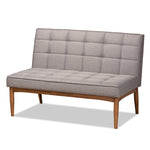 Load image into Gallery viewer, Baxton Studio Sanford Mid-Century Modern Grey Fabric Upholstered And Walnut Brown Finished Wood 2-Piece Dining Nook Banquette Set
