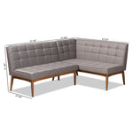 Load image into Gallery viewer, Baxton Studio Sanford Mid-Century Modern Grey Fabric Upholstered And Walnut Brown Finished Wood 2-Piece Dining Nook Banquette Set
