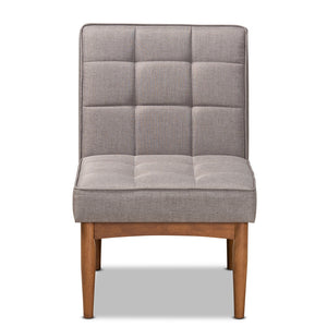 Baxton Studio Sanford Mid-Century Modern Grey Fabric Upholstered And Walnut Brown Finished Wood Dining Chair