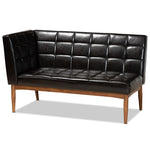 Load image into Gallery viewer, Baxton Studio Sanford Mid-Century Modern Dark Brown Faux Leather Upholstered And Walnut Brown Finished Wood 2-Piece Dining Nook Banquette Set
