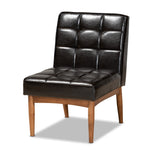 Load image into Gallery viewer, Baxton Studio Sanford Mid-Century Modern Dark Brown Faux Leather Upholstered And Walnut Brown Finished Wood Dining Chair
