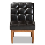 Load image into Gallery viewer, Baxton Studio Sanford Mid-Century Modern Dark Brown Faux Leather Upholstered And Walnut Brown Finished Wood Dining Chair
