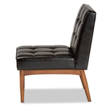 Load image into Gallery viewer, Baxton Studio Sanford Mid-Century Modern Dark Brown Faux Leather Upholstered And Walnut Brown Finished Wood Dining Chair
