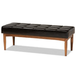 Load image into Gallery viewer, Baxton Studio Sanford Mid-Century Modern Dark Brown Faux Leather Upholstered And Walnut Brown Finished Wood Dining Bench
