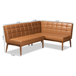 Load image into Gallery viewer, Baxton Studio Sanford Mid-Century Modern Tan Faux Leather Upholstered And Walnut Brown Finished Wood 2-Piece Dining Nook Banquette Set
